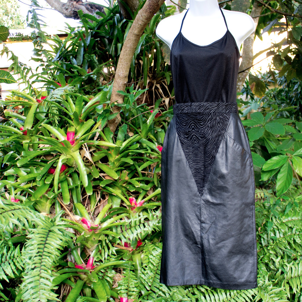 Leather Pencil Skirt - Vintage - Tiger Stripe - Picture 3 of 6